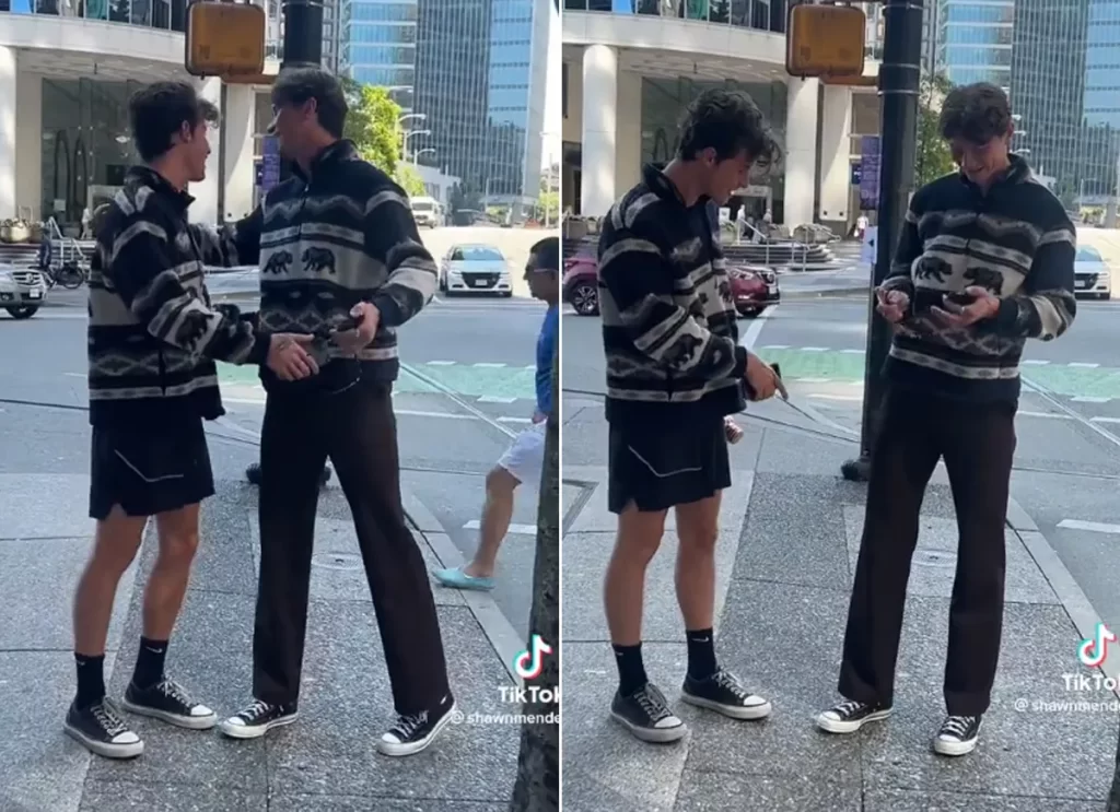 Shawn Mendes cruza fã na rua usando roupa igual a dele